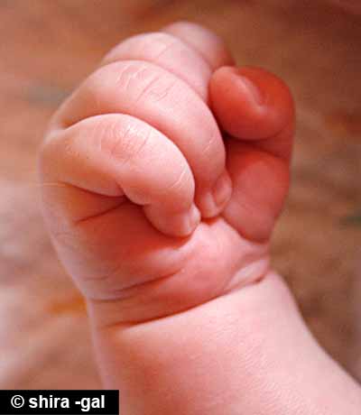 Folds on a baby's wrist