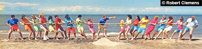 tug-of-war on beach